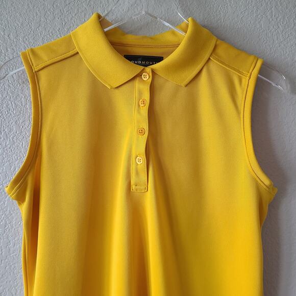 Loudmouth Golf Womens Tank Top Size Large Yellow Sleeveless Collar Buttons Slits - Picture 6 of 10